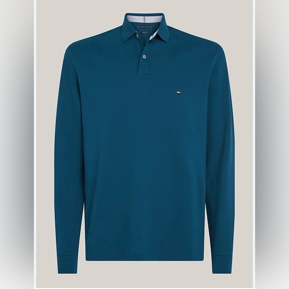 Tommy Hilfiger Men’s Long Sleeve Cotton Pique Polo Shirt Classic Fit Size 2XL - Picture 3 of 5